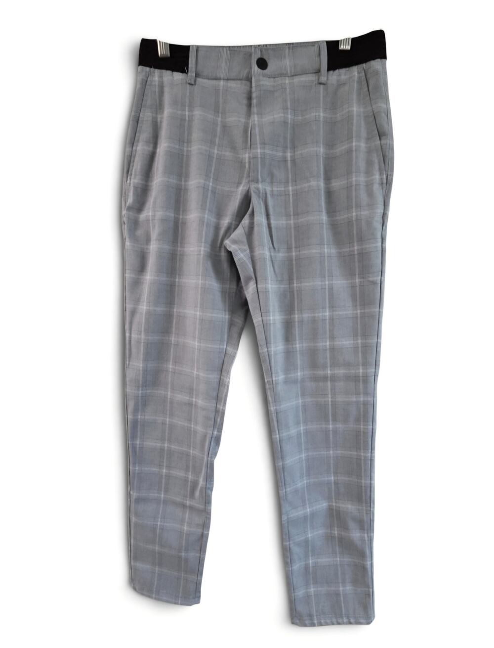 Zara Plaid Pants Women's 8 Gray Black White Stretch Waist Trousers